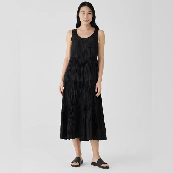 Eileen Fisher Dresses Nwt Eileen Fisher Crushed Silk Tiered